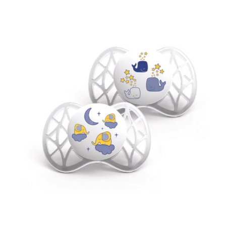 Set da 2 ciucci Nuvita Air. 55 con tettarella simmetrica Bianco Glow