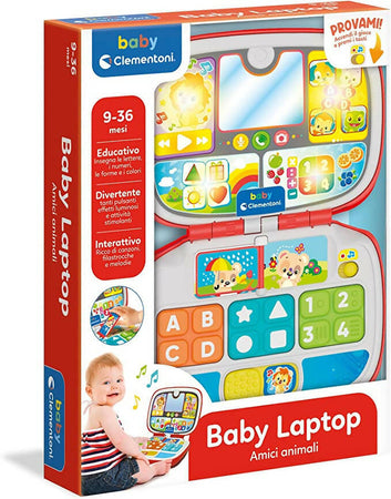 Clementoni Amici Animali Interattive-Laptop Giocattolo per Bambini Centro Attività E Computer Educativo Versione in Italiano