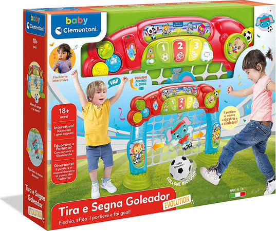 Clementoni- tira e segna goleador evolution, porta calcio per bambini 18 mesi-gioco elettronico e interattivo, centro attività, insegna i numeri-parlante in italiano, made in italy, multicolore, 17438 Giochi e giocattoli/Elettronica per bambini/Giochi elettronici Sanitaria Gioia del Bimbo - Villa San Giovanni, Commerciovirtuoso.it