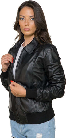 Cloe---Bomber-Donna-Nero-in-vera-pelle