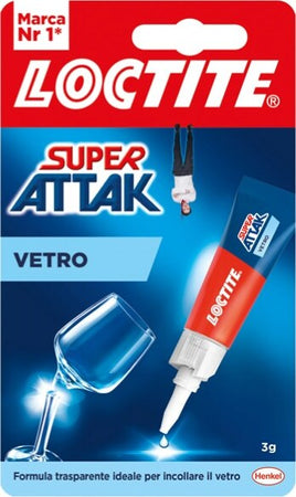 Colla Super Attak Vetro - 3 gr - trasparente - Loctite Cancelleria e prodotti per ufficio/Archivio ufficio e accessori per scrivania/Nastri colle elastici e graffette/Adesivi e colle/Super colla Eurocartuccia - Pavullo, Commerciovirtuoso.it