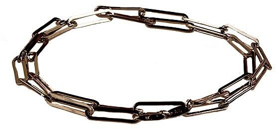 Collana a maglie rettangolari lunghe d'argento 925