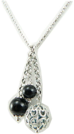 Collana argento con onice nero Su Coccu e bottone sardo