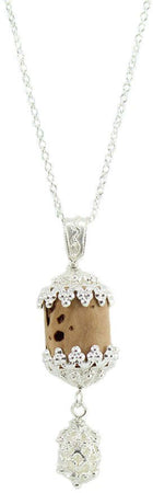 Collana donna con pendente sughero decorato in filigrana sarda in argento