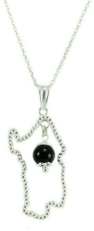 Collana donna argento con Sardegna traforata e pendente Su Coccu onice