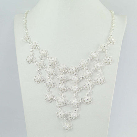 Collana donna filigrana sarda in argento nido d'ape a fiore