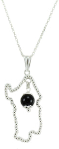Collana Donna in Argento Con Ciondolo Sardegna Traforata E Pendente Su Coccu Onice Collana Con Pendente 40 Cm