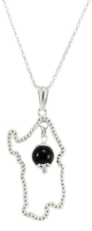 Collana donna argento con Sardegna traforata e pendente Su Coccu onice