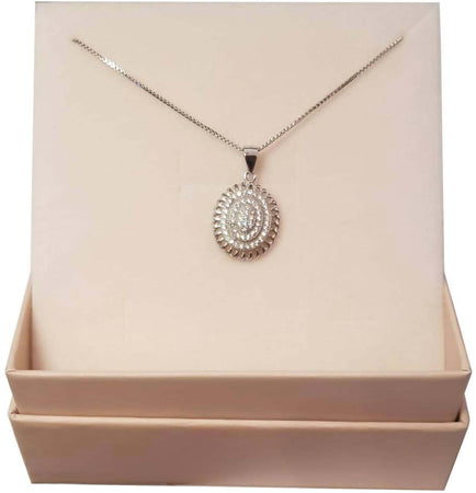 Collana donna in Argento pavee' Di Zirconi pendente taglio diamante Collana E Pendente Di Produzione Italiana
