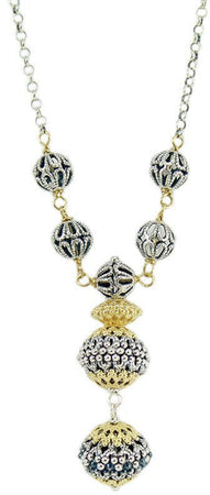 Collana donna in argento sfere filigrana sarda traforate brunite e dorate