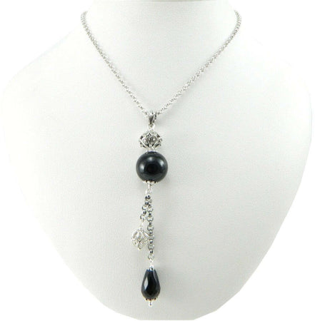 Collana sarda con bottone e su coccu onice nero argento 925
