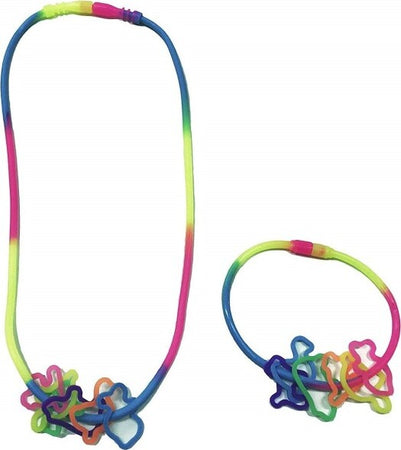 Collana-E-Bracciale-Fluorescente-Multicolor-Braccialetto-Braccialetti-Silicone