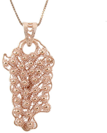 Collana con ciondolo sardegna pendente filigrana sarda in argento rosa