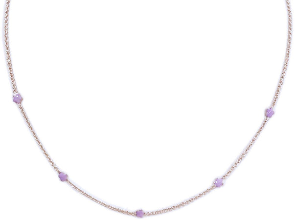 Collana Girocollo ragazza- donna in Argento 925 con Stelle Pendenti Lilla Argento Ipoaallergico e Rodiato oro bianco.