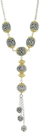Collana lunga da donna in argento sfere filigrana sarda traforate brunite e dorate