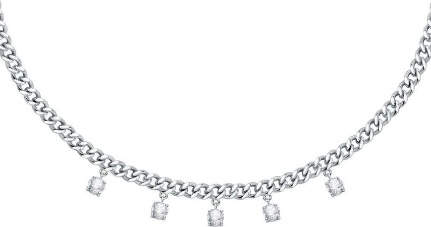 Collana-MORELLATO-donna-Poetica-acciaio-/-cristalli-bianchi