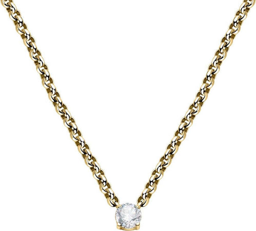 Collana-MORELLATO-donna-Poetica-acciaio-dorato-/-cristallo-bianco