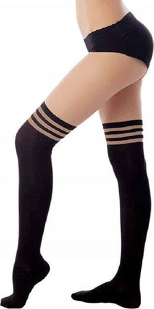 Collant-Calze-Gambaletto-280den-Strisce-Velato-Donna-Taglia-Unica-Fashion-Elegante