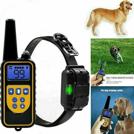 COLLARE-800M-IMPERMEABILE-TELECOMANDO-CANI-SCOSSA-ELETTRICO-ADDESTRAMENTO-LCD