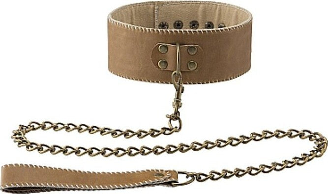 Collare Con Guinzaglio in Cuoio Rigenerato E Ottone gioco di coppia sottomissione collare con catene Salute e cura della persona/Erotismo e contraccezione/Sex toys/Set Kondorama - Martinsicuro, Commerciovirtuoso.it