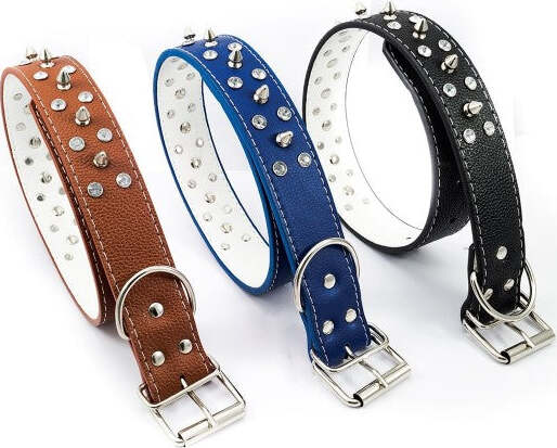 Collare-Per-Cane-Cani-Borchiato-A-Punta-Brillantinato-Taglia-Media-Grande