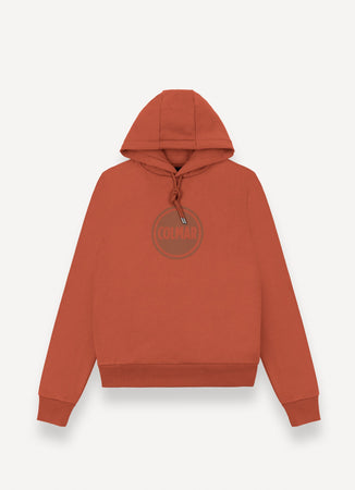 Colmar Felpa uomo con cappuccio logata in cotone felpato rosso goji