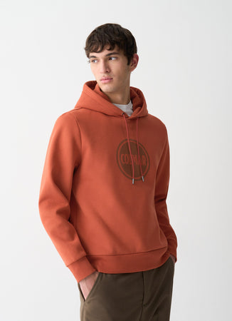 Colmar Felpa uomo con cappuccio logata in cotone felpato rosso goji