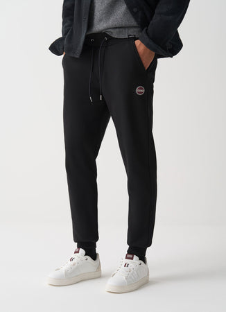 Colmar Pantalone in felpa uomo nero in cotone con coulisse e logo laterale