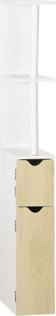 Colonna-Bagno-con-2-Ripiani-e-2-Armadietti,-Mobile-Alto-Salvaspazio-15.2x29.8x118-cm,-Bianco-e-color-Legno-TL3834-456NDTL3