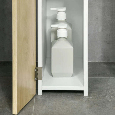 Colonna-Bagno-con-2-Ripiani-e-2-Armadietti,-Mobile-Alto-Salvaspazio-15.2x29.8x118-cm,-Bianco-e-color-Legno-TL3834-456NDTL3