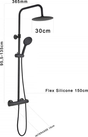 Colonna-Doccia-Termostatica-nera-con-Soffione-rotondo-da-30-e-doccietta-Black-Shower