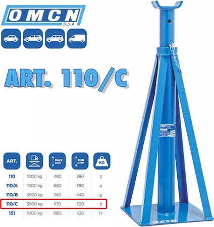 Colonnetta Per Sostegno Di Autocarri Portata Ton. 3,5 Omcn 110/c 3500 Kg Auto e Moto/Attrezzi per veicoli/Attrezzi per cerchioni e pneumatici/Supporti per assale Trade Shop italia - Napoli, Commerciovirtuoso.it