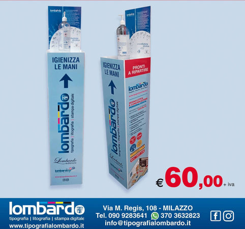 Colonnina porta igienizzante prodotto per sicurezza sul lavoro Tipografia Lombardo - Milazzo, Commerciovirtuoso.it