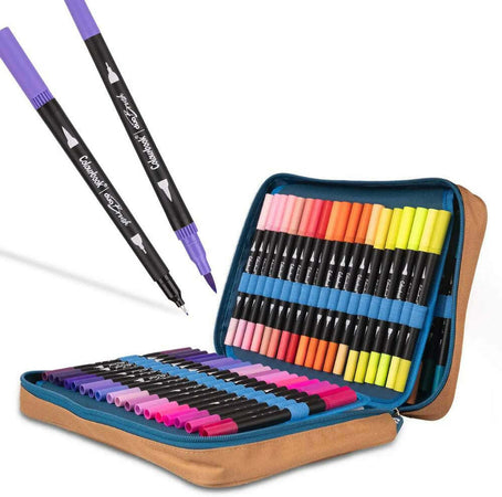 Colourbook Astuccio Color Biscotto Valigetta 120 Brush Pen Doppia Punta