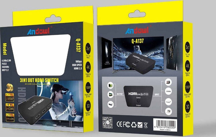 Commutatore Switch Hdmi 3 Ingressi 1 Uscita Ultrahd 4k Pulsante Selezione Q-a137 Elettronica/Home Cinema TV e video/Accessori/Cavi/Cavi HDMI Trade Shop italia - Napoli, Commerciovirtuoso.it