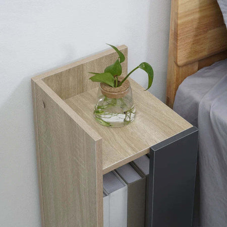 Comodino-Moderno-Grigio-con-Ripiano-Aperto,-Set-2-Pezzi-in-Truciolato-per-Camera-da-Letto-e-Soggiorno,-27x25x60cm-ED7831-570V00GYED7