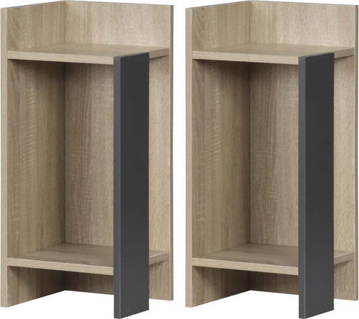 Comodino-Moderno-Grigio-con-Ripiano-Aperto,-Set-2-Pezzi-in-Truciolato-per-Camera-da-Letto-e-Soggiorno,-27x25x60cm-ED7831-570V00GYED7