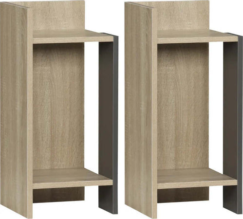 Comodino-Moderno-Grigio-con-Ripiano-Aperto,-Set-2-Pezzi-in-Truciolato-per-Camera-da-Letto-e-Soggiorno,-27x25x60cm-ED7831-570V00GYED7