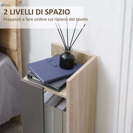 Comodino-Moderno-Grigio-con-Ripiano-Aperto,-Set-2-Pezzi-in-Truciolato-per-Camera-da-Letto-e-Soggiorno,-27x25x60cm-ED7831-570V00GYED7