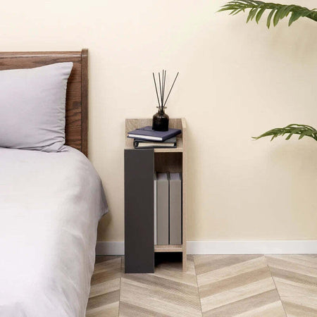 Comodino-Moderno-Grigio-con-Ripiano-Aperto,-Set-2-Pezzi-in-Truciolato-per-Camera-da-Letto-e-Soggiorno,-27x25x60cm-ED7831-570V00GYED7