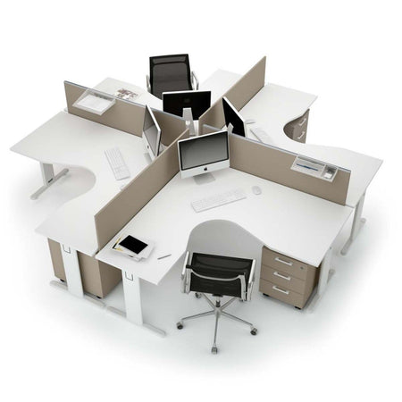 Composizione completa ufficio operativo con 4 postazioni lavoro cm. 324x324x72h