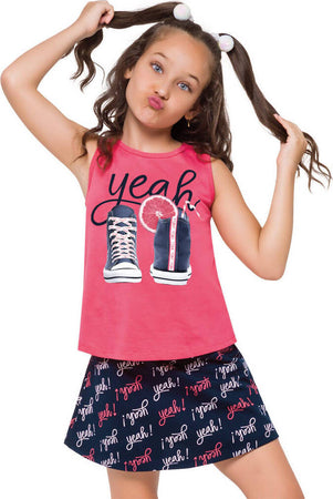 Completo Bambina Coordinato Tennis Gonna Pantalone Canotta Completino Estivo Bimba 100% Cotone Rosa e Blu Top e Gonna Fashion Bimba Estate COMPLETINO Piccole Canaglie - Tropea, Commerciovirtuoso.it