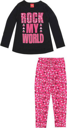 Completo Bimba Coordinato Rosa e Nero Maglietta Maniche Lunghe + Leggings Stampato Multicolor Completino Tuta Bambina Fashion KYLY TUTA Piccole Canaglie - Tropea, Commerciovirtuoso.it