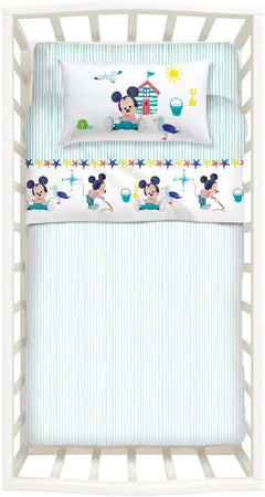 Completo lenzuola baby mickey per culla 100% cotone - Caleffi