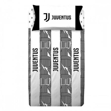 Completo Lenzuola Letto F.C. Juventus Ufficiale Una Piazza E Mezza 100% Cotone Set Di Lenzuola Bianco E Nero Lenzuolo Sopra 180x295 Cm Lenzuolo Sotto 130x200 cm E Federa 52x80xm F. C Juventus