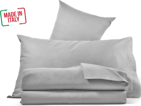 Completo Letto in puro Cotone Organico Grigio Made in italy Traspirante e Confortevole Casa e cucina/Tessili per la casa/Biancheria da letto/Lenzuola e federe/Set di lenzuola e federe Smartdecohome - Sesto San Giovanni, Commerciovirtuoso.it
