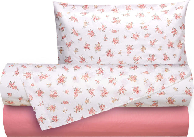 Completo letto lenzuola federe bifaccia double face stampa digitale in cotone made in italy FIORELLINI/ROSA ANTICO Casa e cucina/Tessili per la casa/Biancheria da letto/Lenzuola e federe/Lenzuola Novilunio - Sesto San Giovanni, Commerciovirtuoso.it