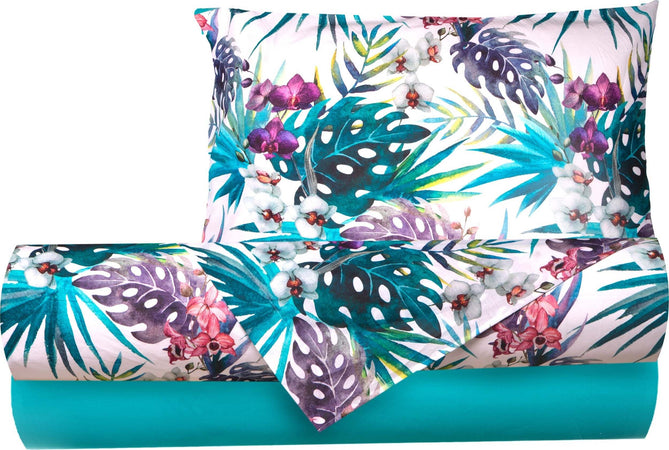 Completo Letto Lenzuola Federe Bifaccia Double Face Stampa Digitale In Cotone Made In Italy Maldive/verde Casa e cucina/Tessili per la casa/Biancheria da letto/Lenzuola e federe/Lenzuola Novilunio - Sesto San Giovanni, Commerciovirtuoso.it