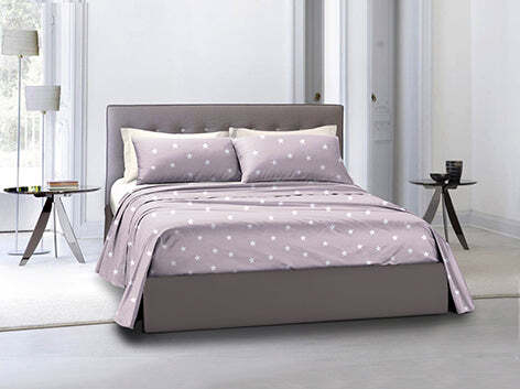 Completo-letto-lenzuola-in-cotone-made-in-italy-STELLINE-BIANCHE-SU-FONDO-ROSA