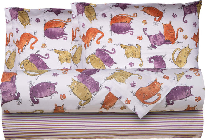 Completo Letto Set Di Lenzuola E Federe Letto Stampa Fantasia Gatti Arancione in 100% Cotone Made in Italy Casa e cucina/Tessili per la casa/Biancheria da letto/Lenzuola e federe/Set di lenzuola e federe Smartdecohome - Sesto San Giovanni, Commerciovirtuoso.it